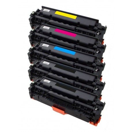 5x Toner HP CC530A, CC531A, CC532A, CC533A LaserJet CP2025 / CM2320 / CM 2720 - C/M/Y/2xK kompatibilní