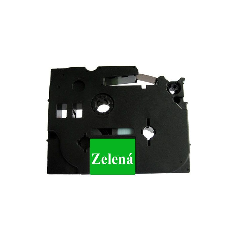 Páska (štítky) Brother TZ-735 (TZE-735,TZ735,TZE-735, P-touch), 12mm, délka 8m, bílá / zelená, laminovaná - kompatibilní