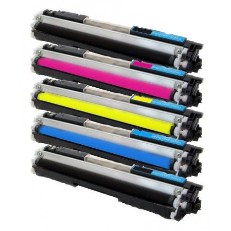 5x Toner HP CE310A, CE311A, CE312A, CE313A LaserJet CP1025 / Pro 100 Color MFP M175A - C/M/Y/2xK kompatibilní 5x Toner HP CE310A, CE311A, CE312A, CE313A LaserJet CP1025 / Pro 100 Color MFP M175A - C/M/Y/2xK kompatibilní
