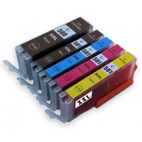 Sada 5ks Canon PGI-580, CLI-581 XXL (PGI-580Bk,CLI-581C,CLI-581M,CLI-581Y, CLI-581Bk)-kompatibilní inkoustové náplně (cartridge) Sada 5ks Canon PGI-580, CLI-581 XXL (PGI-580Bk,CLI-581C,CLI-581M,CLI-581Y, CLI-581Bk)-kompatibilní inkoustové náplně (cartridge)