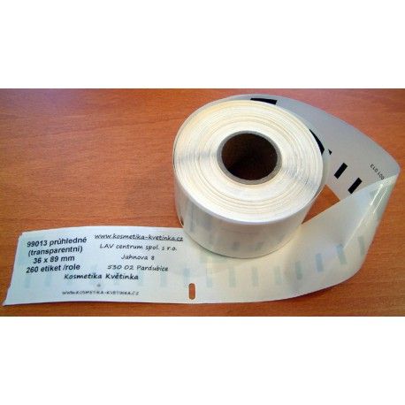 Etikety / Štítky Dymo Labelwriter 89x36mm , 99013, S0722410, 260ks průhledné (transparentní) kompatibilní - Dymo